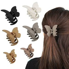 ALTcompluser Pack of 6 Butterfly matu sprādzes Matu sprādzes Neslīdošas matu spīles Matētas matu sprādzes sievietēm, meitenēm, sievietēm, bieziem matiem (4 lieli + 2 mazi)