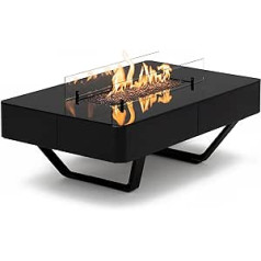 Rio Table Planika kafijas galdiņš ar LPG Fire Pit Black pārnēsājamu dārza iekšpagalmu