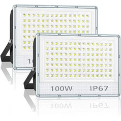 VRTOGTHE Āra LED prožektors, 2, 100 W, 10000 LM LED prožektors, IP67 ūdensizturīgs un 180° regulējams metāla kronšteins, 7000 K vēsi balts LED āra prožektors ielām, dārzam, garāžām, sportam