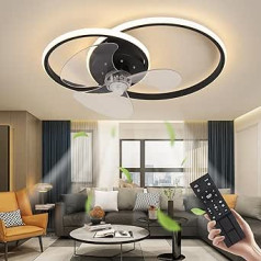 CANEOE griestu ventilators ar apgaismojumu, moderns LED aptumšojams griestu apgaismojums ar ventilatoru, 7 lāpstiņu ventilatora apgaismojums ar tālvadības pulti, 6 ātrumi, 3 krāsu temperatūras ēdamistabai, guļamistaba