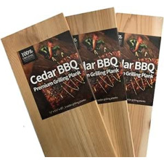 Cedar BBQ Company Premium ciedra koka dēļi - 10 komplekts - īpaši liels 14 x 38 cm - Rietumu sarkanais ciedrs - pievienojiet garšu steikam, burgeram, lasim