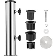 Umbrella Stand Mount Stand Tube Set, Outdoor Stainless Steel Parasol Base Holder PVC Insert Pipe Sleeve, Adjustable Patio Table Umbrella Stand Parts Replacement for Outdoor Garden Backyard Balcony