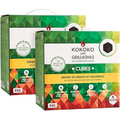 Set of 2 x 8 kg KOKOKO Cubes Premium Charcoal Charcoal Organic Coconut Grill Briquettes in Cube Shape