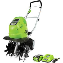 GreenWorks 27062 G-MAX 40 V Li-Ion Cordless Cultivator 4Ah Battery Included Green