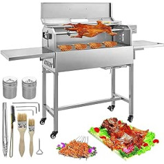 VEVOR 25 W Charcoal BBQ Grill Stainless Steel 220 V 50 Hz Charcoal Grill Trolley Grill for Gourmet Dishes (27.5 x 79 cm)