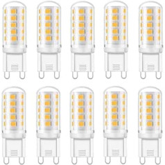 Vlio G9 LED spuldze, silti balta 3000 K, 5 W G9 LED spuldze, 400 lūmeni, nemirgo, nav regulējama, G9 spuldze, LED spuldze G9 Aizstāj 40 W G9 halogēnās spuldzes, 10 gab.