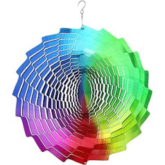 MUWOOB Windspiel für den Außenbereich, Gartendekoration, 30,5 cm, metalas, zum Aufhängen, reflektierend, 3D-reflektierend, kinetic Hofkunst, Windskulptur für Hof und Garten (Regenbogen)