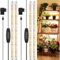 COKOLILA 2 x Plant Lamp LED Full Spectrum, Sunlike Grow Light with 240 LEDs, Plant Light with Auto On/Off Timer 3/9/12H, 10 Brightness Levels, 3 Light Modes, Plant Light for Indoor Plants