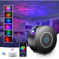 SUPPOU LED Alexa Starry Sky projektors, viedā nakts gaisma 3D Galaxy Star projektora lampa bērniem pieaugušajiem ar RGB aptumšošanu/balss vadību/WiFi savienojumu bērniem/mājas ballīte (melna)