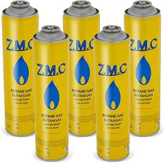 ZMC 5 x 330 g universālas propāna butāna gāzes kārtridži, 600 ml ar skrūvējamu vītni, 7/16 collu gāzes kārtridžs, ideāli piemērots nezāļu deglim, liesmas ierīce, lodēšanas lāpa, Šveice, tūrisma plīts deglis