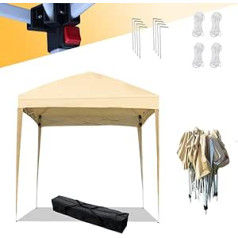 Mingone PE Gazebo Waterproof Party Tent Garden Tent Marquee Beer Tent UV Protection 50+ (2 x 2 m, Beige without 4 Side Panels)
