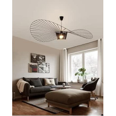 Qiaomao Vertigo lampa melna 80 cm Vertigo piekaramā gaisma viesistabas E27 LED lustra Retro Vertigo, stikla šķiedras tērauds + poliuretāna vintage cepures piekarināmais gaisma, modernas lustras augstums regulējams