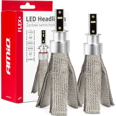 LED automobilių lemputės amio flex+ h3 canbus 6000k 12v 24v amio-03656