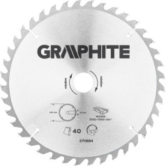 Graphite Zāģa asmens, Widia, 250 x 30 mm, 40 zobi