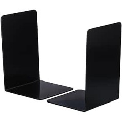 PATIKIL Acrylic Bookend 2 Pack Plastic L-Shape Book Stand for Shelves Desk Bookshelf Magazine Organiser Stand Holder for Office Home Study Black