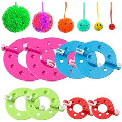 8 gabali Pompom Maker Tool 4 Izmēri un krāsas Pomponu izgatavošanas rīki Adīšanas komplekti Pomponiem Ar rokām darināti amatniecības pūkaina lodīšu vilnas adīšanas dzija