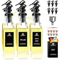 SAEIV 160 ml (6 pakuotės), Olivenöl Ölspender Glas mit 10 DIY Labels, Öl und Essigspender, Ölflaschen zum Befüllen su Trichter, Olivenöl Flasche für Kochen und BBQ