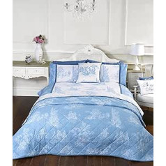 Camargue Vintage Style Blau, Bettbezug und Kissenbezüge Bett Set Bettwäsche Bettwäsche