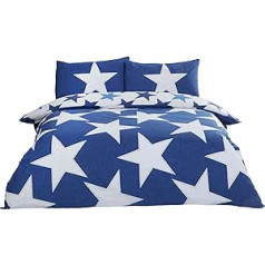 Rapport Stars Wende-Bettwäsche-Set, Polyester-Baumwoll-Mischgewebe, Marineblau, Doppelbett, Blau