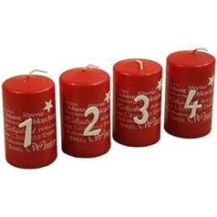 Great Advent Candles with Numbers and Motifs - Height 10 cm / Diameter 6 cm - Christmas Wreath Candles / Pillar Candles - Advent Wreath / Christmas Candles