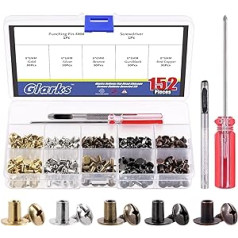 Glarks 150 Sets 8 x 6mm Flat Head Chicago Screws Buttons Assorted 5 Colors Leather Rivets Screw for Leather Crafts Clothes Shoes Belts Bags