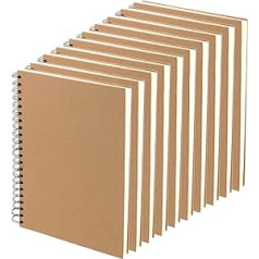 MUKCHAP 10 Pack A5 skiču grāmatiņa A5 spirālveida piezīmju grāmatiņa ar spirāli iesietu zīmēšanas paliktni, 100 gsm spirāli iesieta skiču bloks ar tukšu papīra vāku, skiču burtnīca 60 lapas/120 lapas