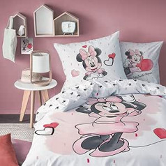 Disney Minnie Mouse gultas veļa - bērnu gultas veļa - 1 spilvendrāna 80 x 80 cm + 1 segas pārvalks 135 x 200 cm - 100% kokvilna