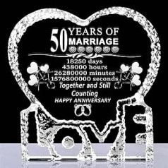 50 Years 50th Wedding Anniversary Crystal Gifts, 50 Years of Marriage Keepsake Decoration for Couple Friends Women Man Mom Dad Parents Him Her Husband Wife