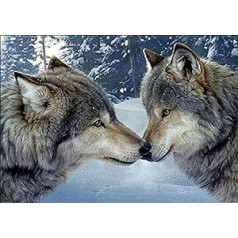 ParNarZar 5D DIY Diamond Painting Full Pictures, Wolf Couple 35 x 45 cm, Diamond Painting Full Set Diamond Painting Crystal Cross Stitch Art Painting by Number Kits Mosaic Painting