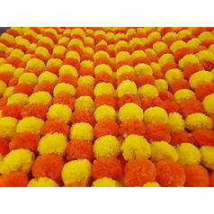 Decoration Craft Dark Orange and Yellow Artificial Marigold Garlands 5ft Long Party Indian Themed Decorations