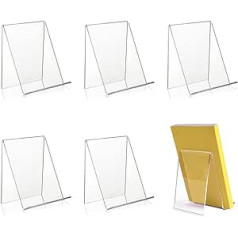 Rkllejs Pack of 5 Table Stands, Acrylic Bookends, Transparent, Transparent Acrylic Bookcase, Transparent Book Stand, for Office, Home, School, Waiting Room, Reception Room, Lounge