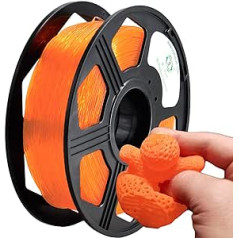 Yoyi kvēldiegs TPU 1,75 mm, TPU kvēldiegs 1,75 mm, elastīgs 3D printera pavediens 0,8 kg, precizitāte +/- 0,02 mm., 1,75 mm, caurspīdīgs oranžs