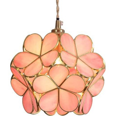 BIEYE Cherry Blossom vitrāžas Tiffany stila griestu lampa ar 21 cm abažūru (rozā) L30742