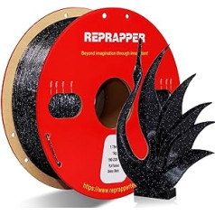 „RepRapper PLA Filament 1,75 Glitter Black“ 3D spausdintuvo siūlelis 1,75, „Shiny Galaxy“ 1 kg PLA 1,75 mm (2,2 svaro), „Sparkle Laser“ serijos 3D spausdinimo siūlas, skirtas 3D spausdintuvui, „Galaxy Black“