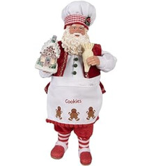 HAES DECO - Decorative Santa Claus Figurine - Size 16 x 8 x 28 cm - Collection: Who is Santa - Colour Red - Material Textile on Plastic - Christmas Figurine, Christmas Decoration