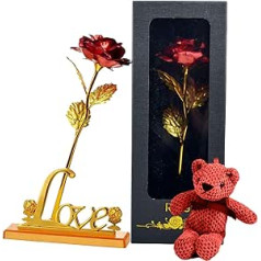 Kreatives Geschenk aus Blattgold 24 K Rosen in Blumen, Geschenkbox für den Urlaub für Frauen, Anhänger in Bärenform, kostenlos, Muttertag, Valentinstag, Geschenk zum Jahrestag der Hochzeit