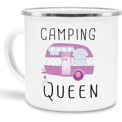 Tassendruck emaljas krūze Camping Funny — dāvana kempingam / krūze foršiem kemperiem/dāvanu ideja kempinga draugiem — Camping Queen — maza sudraba maliņa