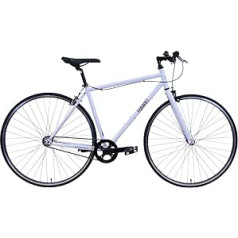 HAWK vintage viena ātruma velosipēds 28 collu vīriešiem un sievietēm (48 cm) I sportisks Fixie ar klasisku tērauda rāmi I šosejas velosipēds ar loka bremzēm, balts