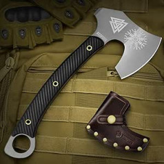 NedFoss Axe Survival, Survival Axe with Sheath, Good Bush Equipment, Full Tang, Outdoor Axe Made of One Piece Steel, Bushcraft Axe, Camping Axe with G10 Handle, Good Outdoor Equipment (WJR)