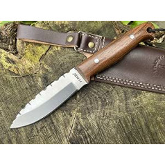 PERKIN Hunting Knife Fixed Blade Hunting Knife with Sheath Bushcraft Knife AR605 (Walnut Handle)