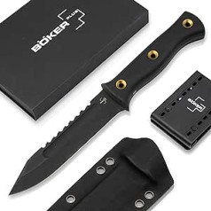 BÖKER PLUS® Pilot Knife - Black Survival Knife with G10 Handle - Pilot Knife with Sharp D2 Blade - Military Knife with Kydex Holster & Belt Clip - Outdoor & Survival Army Knife