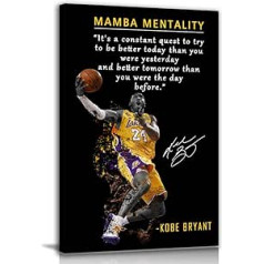 Kobes Braienta iedvesmojošais audekla plakāts • Mamba mentalitātes citāts audekls • Basketbola spēlētājs Sports Mājas dekors Motivācijas mākslas darbi mājas biroja sporta zālei