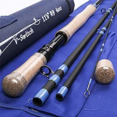 MAXIMUMCATCH Switch Two-Handed Fly Rod Carbon Fibre 4 Piece Switch Fishing Rod for Fly Fishing