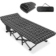 ATORPOK SHOP Camping Bed Folding Guest Bed up to 200 kg for, Folding Bed with Side Pocket, Portable Camping Lounger, Outdoor, Garden, Camping, Travel, Indoor