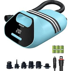 TOPUMP 7800 mAh SUP sūknis elektrisks akumulators TPS300, 20 PSI augstspiediena elektriskais SUP gaisa sūknis, 110 V maiņstrāva/12 V līdzstrāvas ātra uzlāde, automātiska izslēgšanās piepūšamiem sēdošajiem airu dēļiem, laivām, smailītē