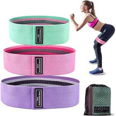 J&X Booty Band - Loop Band Made of Fabric, 3 Different Tensile Strength Bands for Hip Band, Strength Training, and Full Body Training