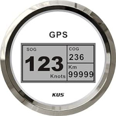 KUS ūdensizturīgs digitālais GPS spidometra odometrs ar fona apgaismojumu kuģu jahtai 85 mm 9-32 V (balts)