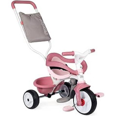 Smoby - Be Move Comfort Pink - Children's Tricycle with Push Bar, Seat with Safety Belt, Metal Frame, Pedal Freewheel, for Children from 10 Months