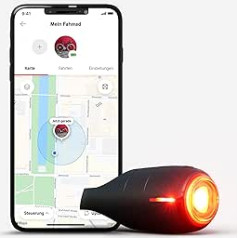 Vodafone Curve Bike Light & GPS Tracker, Bicycle Rear Brake Light, Accident Detection, Help Messages, Theft Protection, Zones, Tour View, Robust, Waterproof, IP67