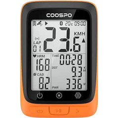 COOSPO BC107 velosipēdu dators bezvadu, automātisks GPS signāla uztveršanas laika kalibrēšana velosipēda spidometrs, IP67 ūdensizturīgs | Bluetooth/ANT+| 2,4 collu LCD izgaismots velodators, oranžs